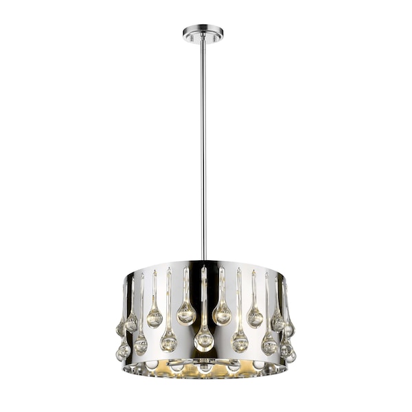 Oberon 4 Light Pendant, Chrome+ Crystal